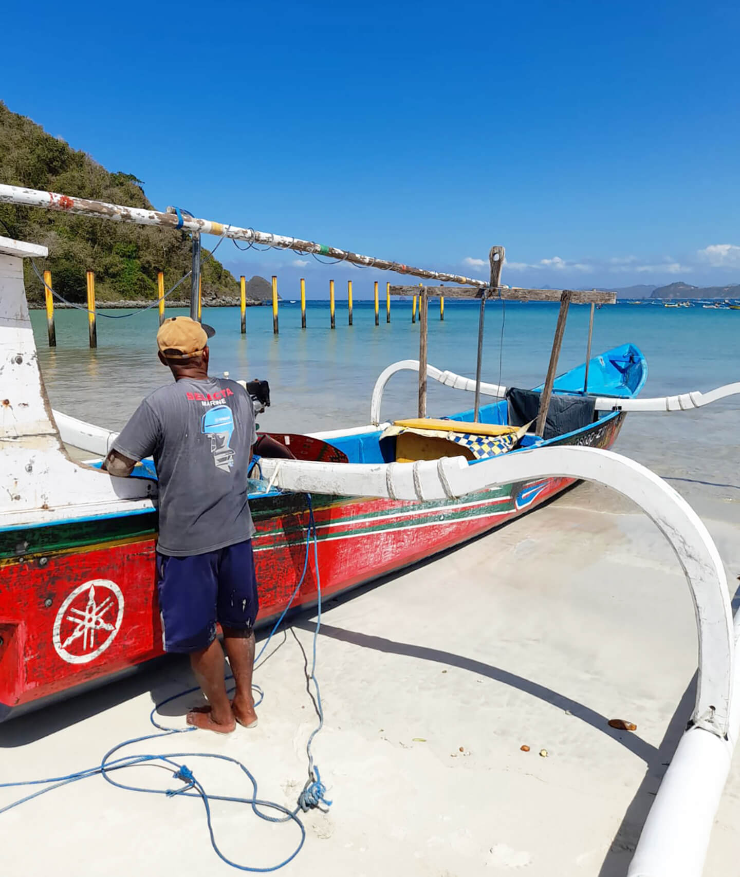 Fishermen in selong belanak prepare to go out fishing for the day